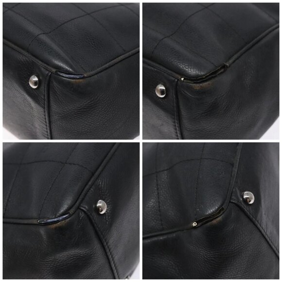 CHANEL Choco Bar COCO Mark Hand Bag Canvas Black Silver - Picture 16 of 16